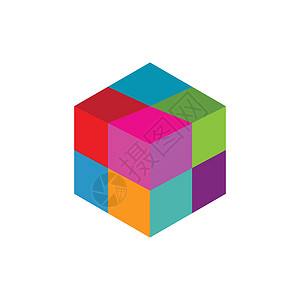 立方企业矢量正方形立方体技术等距标识盒子六边形插图背景图片