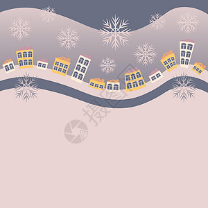 平方背景 网站上限 明信片或书     冬季村庄或雪中房屋的插图博客纺织品正方形项目笔记本背景图片