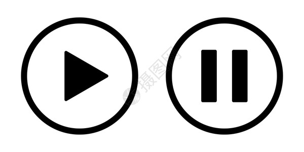 播放和暂停 停止按钮图标 玩家概念音乐圆形白色网站塑料技术记录互联网网络界面菜单高清图片素材