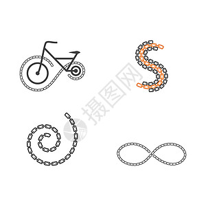 摩托车链条链条插图设计圆圈徽章商业运动标签速度俱乐部车辆摩托车力量插画