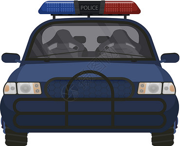 刑事侦查警车简单插图 前视图安全逮捕部门警告发动机控制交通服务警笛车辆插画
