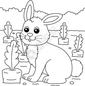 孩子们的兔子彩色页面孩子幼儿园耳朵图画书儿童宠物动物野兔插图艺术背景图片