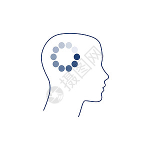 网站头部素材人类头部的轮光和加载思考过程 加载头 在白色背景上孤立的库存矢量插图设计图片