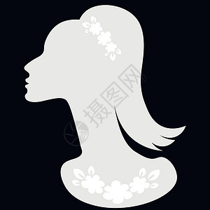 一个优雅的女性头像与珠宝的侧面用于广告珠宝或明信片的横幅 设计元素项目插图图书正方形笔记本背景图片