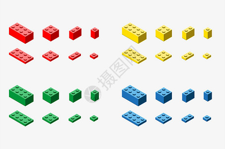 玩具砖集矢量插图背景图片