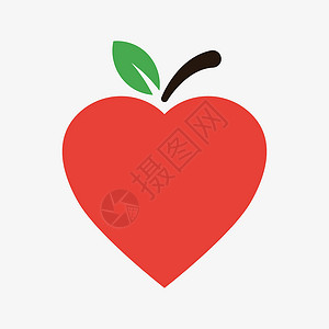 红爱苹果素材红心形苹果的矢量图标插画