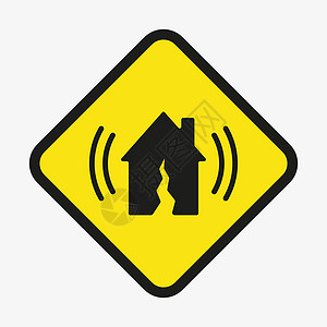 地震的矢量符号 警告黄色标志背景图片