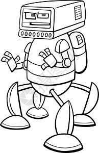 找书漫画素材卡通机器人或机器人字符彩色书页设计图片