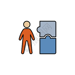 工人 拼图彩色图标 可用于网络 徽标 移动应用程序 UI UX背景图片