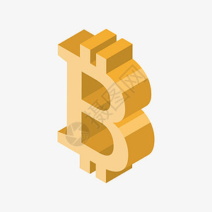 Bitcoin 3D 样式矢量说明 BTC 符号高清图片