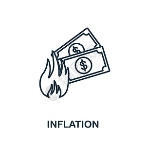 小额信贷字体通货膨胀图标 经济危机系列中的线条元素 用于网页设计 信息图表等的线性通货膨胀图标标志设计图片