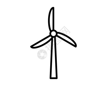旋转风车线性图标 细线插图 风生态能源等值符号 矢量孤立的大纲绘图背景图片