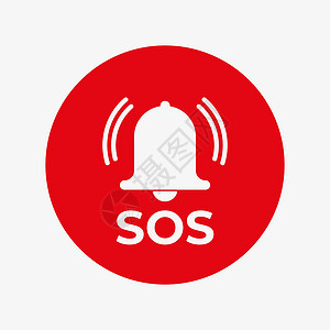红圆矢量图标中的SOS铃声背景图片