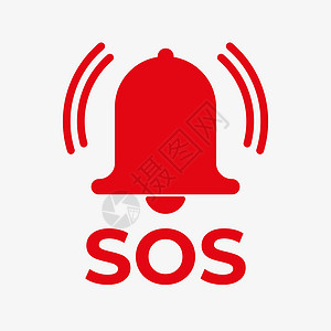 SOS 红铃红色矢量图标背景图片