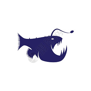 Angler鱼标志捕食者野生动物艺术海洋荒野海鲜卡通片动物标识游戏背景图片