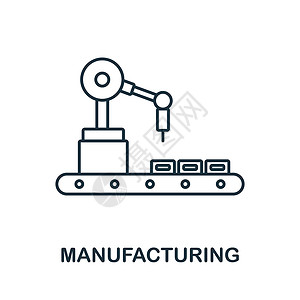 工业用具图标制造图标 来自工业 4 0 系列的线元素 用于网页设计 信息图表等的线性制造图标标志设计图片