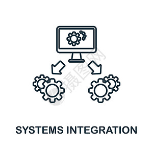 标识系统系统集成图标 来自工业 4 0 系列的线元素 用于网页设计 信息图表等的线性系统集成图标标志插画