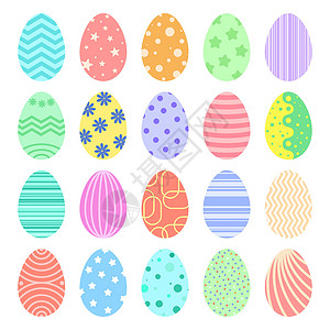 收集复活节彩色涂彩蛋插画