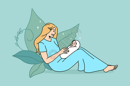 婴儿牛奶快乐的产妇和母性概念母亲生活男生女士父母胸部童年妈妈女儿幸福插画