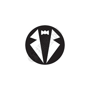 燕尾服标志矢量图标模板男人标识领带纺织品男性插图侦探衣领徽标黑色背景图片