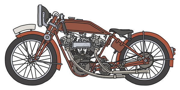 古老的红色摩托车运输摩托发动机土地插图运动卡通片车辆背景图片