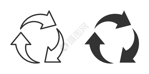 白色箭头素材以平板样式回收图标 在白色孤立背景上再使用矢量图解 回收符号商业概念世界圆圈生态垃圾活力插图行星垃圾桶网络箭头设计图片