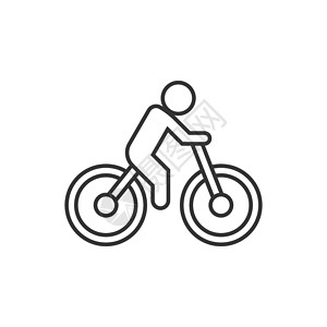 骑自行车图标平面样式的自行车图标 自行车与人矢量插图在白色孤立的背景 车手的经营理念车轮旅行男人环境运动城市交通运输速度骑士插画