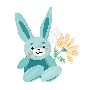 拿着萝卜的兔子兔子坐着拿着一朵花设计图片