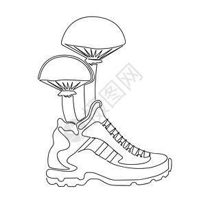 念珠菌蘑菇从跑鞋上长出来设计图片