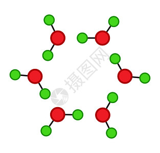 h2o 固态冰分子 水晶结构 白底隔离的矢量插图背景图片
