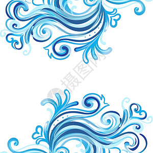 冰霜窗口 圣诞节模式插图艺术节日蓝色曲线漩涡新年卡片框架液体背景图片
