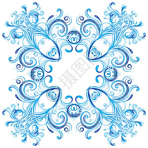 冰霜窗口 圣诞节模式蓝色漩涡艺术新年卡片海浪曲线水彩插图液体背景图片