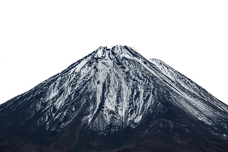 高火山山峰 有雪白天空背景图片
