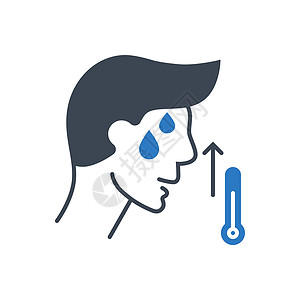 体感温度与高体温相关的高体温度矢量 glyph 图标保健药品感染症状疾病预防字形病人温度计药物插画