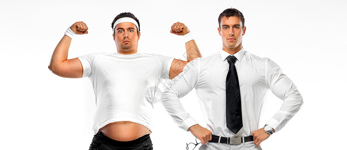 在体重丧失和体能变形之前前后 这名男子是胖子 但成为阿图莱特肌肉力量重量男人男性腰部黄色运动营养腹肌背景图片