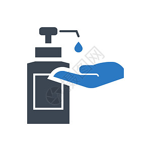 洗护手液与卫生净化剂相关的矢量甘白图标凝胶药品卫生蓝色瓶子消毒剂感染插图液体肥皂插画