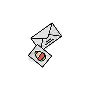 信件和信封图标邮件 信件 鸡蛋线彩色图标 标志和符号可用于网络 标志 移动应用程序 UI UX设计图片