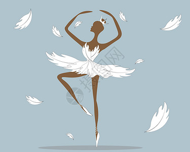 一个美丽的芭蕾舞女演员的例证 身穿芭蕾舞短裙的温柔淑女 在舞姿的飞舞中显得优雅大方 芭蕾之美艺术冒充旋转剪影剧院女孩教学女士女性设计图片