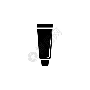 化妆品UI牙膏管 牙膏容器 平面矢量图标说明 白色背景上的简单黑色符号 牙膏管 粘贴容器 Web 和移动 UI 元素的标志设计模板插画