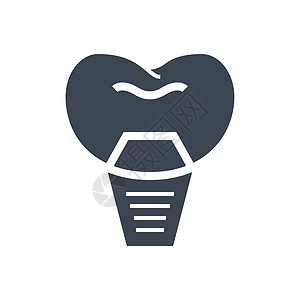 戴假牙Glyph 图标医学图表字形假牙卫生空腔技术矫正牙医牙齿插画