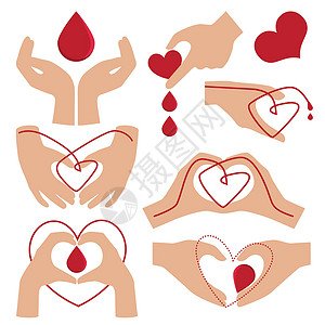 红色背景图上有心形的手 献血 献血者背景 医学背景 人类献血设计图片