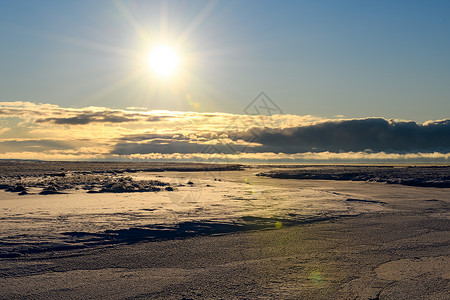 冬季北极风景 小河冰冻的苔原欧洲高清图片素材