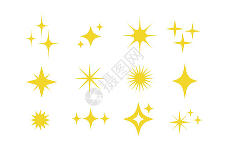 星形图标 闪烁的星星 闪闪发光 闪闪发光 孤立的矢量符号魔法手电筒火花强光辉光耀斑背景图片