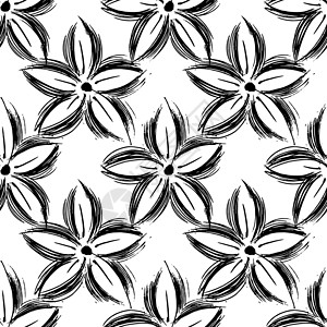 手绘花-无缝模式 花卉素描艺术-织物 墙纸的平面插图背景图片
