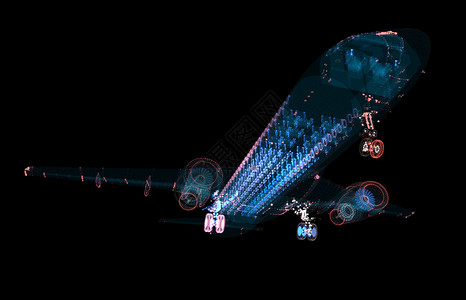 班机由光线组成 运输和技术概念是明线航班航空空气3d假期翅膀客机粒子引擎网络背景图片