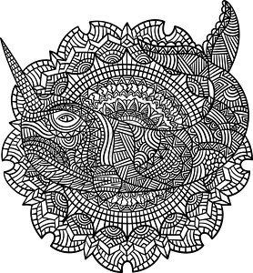 成人彩色页面填色本插图黑色动物海洋手绘涂鸦染色彩页绘画背景图片