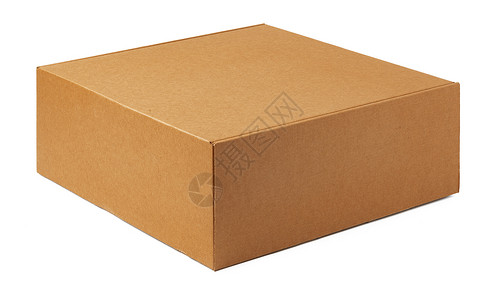 白色背景孤立的手工艺纸板纸箱邮件瓦楞包装正方形服务礼物牛皮纸商业船运卡片盒背景图片