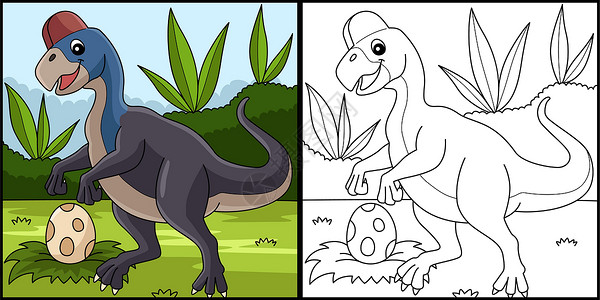 食草动物恐龙染色页面说明孩子高清图片素材