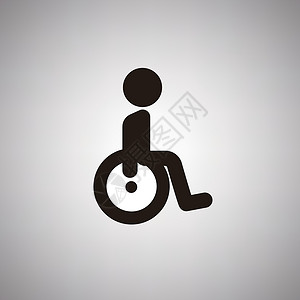 坐在轮椅上的人 轮椅的象形图背景图片