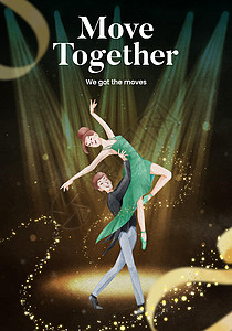 舞蹈宣传单带有国际舞蹈日概念 水彩色风格的海报模板女性舞蹈广告水彩卡通片传单男生童年喜悦快乐插画